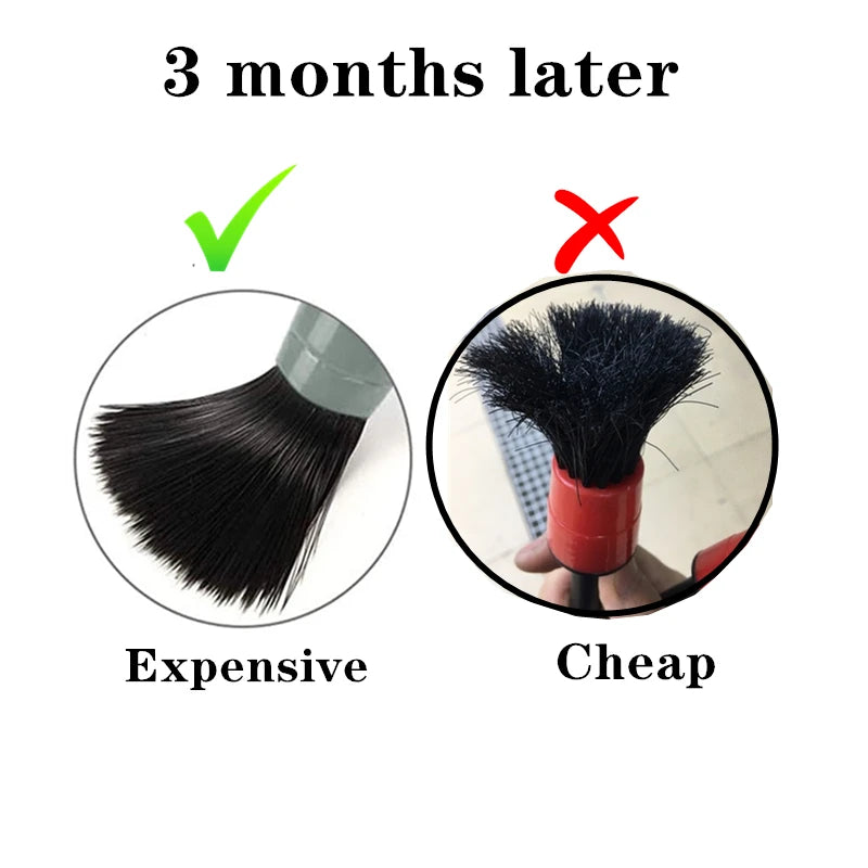 5 Pcs Natural Boars Hair Detailing Brush Set Auto Cleaning Interior Exterior Wheels Tires Leather Detail Brsushes Tool Kit