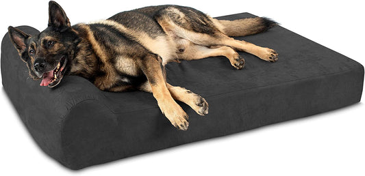 Barker Beds Headrest Extra Large Dog Bed (XL, Charcoal) – 7" Thick Soft & Comfortable Orthopedic Cushion – XL Dog Bed – Durable & Washable Microsuede Cover – Made in USA